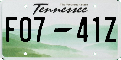 TN license plate F0741Z