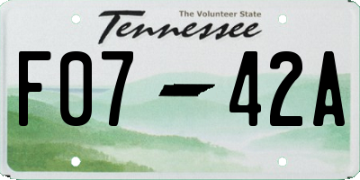 TN license plate F0742A