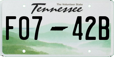 TN license plate F0742B