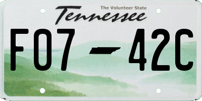 TN license plate F0742C