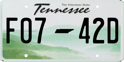 TN license plate F0742D