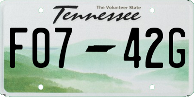 TN license plate F0742G