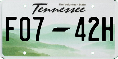 TN license plate F0742H