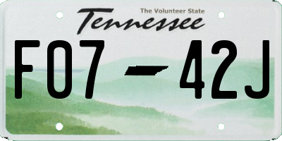 TN license plate F0742J