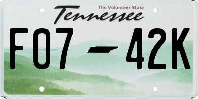TN license plate F0742K