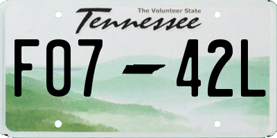 TN license plate F0742L