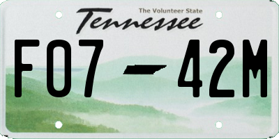 TN license plate F0742M