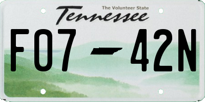 TN license plate F0742N