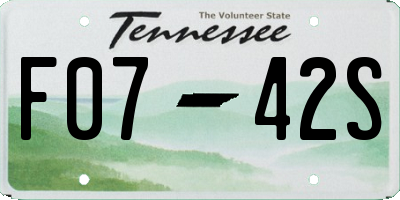 TN license plate F0742S