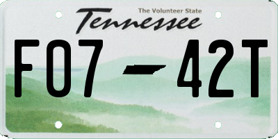 TN license plate F0742T