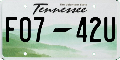 TN license plate F0742U