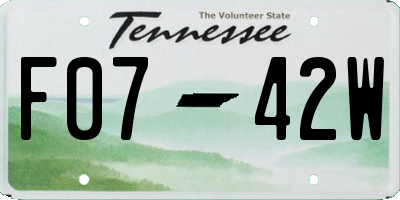 TN license plate F0742W