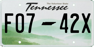 TN license plate F0742X