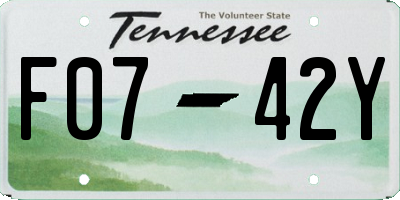 TN license plate F0742Y