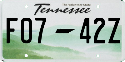 TN license plate F0742Z