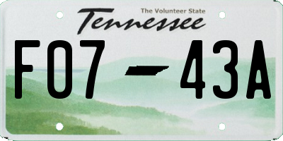 TN license plate F0743A