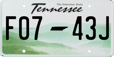 TN license plate F0743J