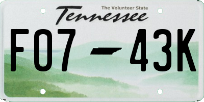 TN license plate F0743K