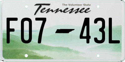 TN license plate F0743L