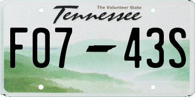 TN license plate F0743S