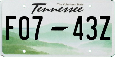 TN license plate F0743Z