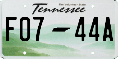 TN license plate F0744A