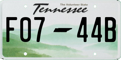 TN license plate F0744B