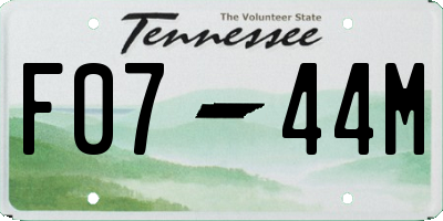 TN license plate F0744M