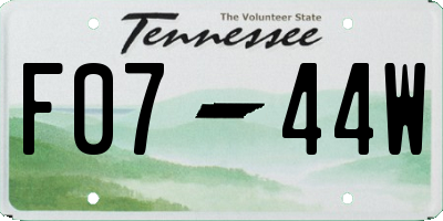 TN license plate F0744W