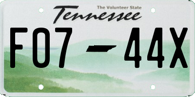 TN license plate F0744X