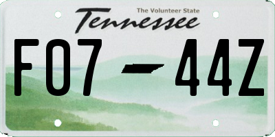 TN license plate F0744Z