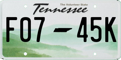 TN license plate F0745K