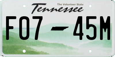TN license plate F0745M