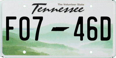TN license plate F0746D