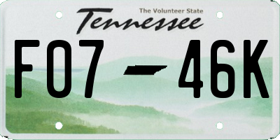 TN license plate F0746K