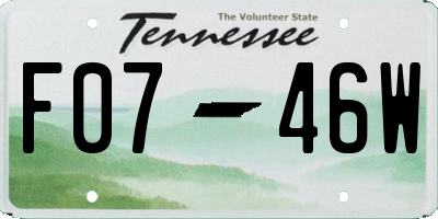 TN license plate F0746W