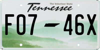 TN license plate F0746X