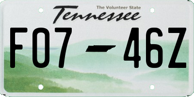 TN license plate F0746Z