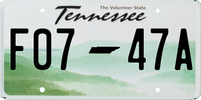 TN license plate F0747A