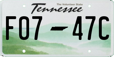 TN license plate F0747C