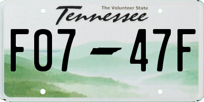 TN license plate F0747F