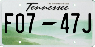 TN license plate F0747J