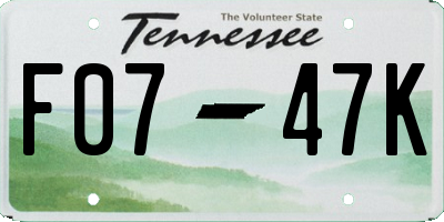 TN license plate F0747K