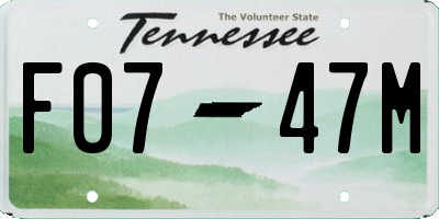 TN license plate F0747M