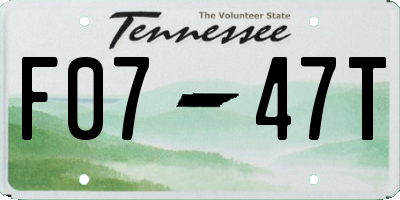 TN license plate F0747T