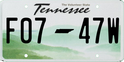 TN license plate F0747W