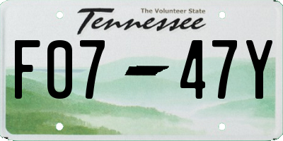 TN license plate F0747Y