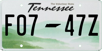 TN license plate F0747Z