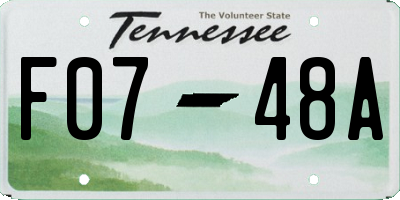 TN license plate F0748A