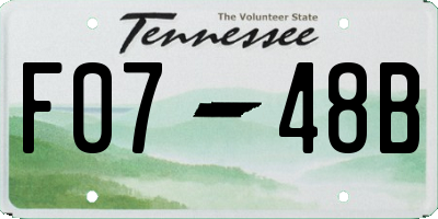 TN license plate F0748B